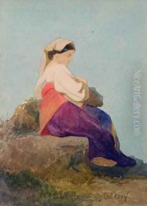 Una Chiochiara study of an Italian peasant girl by Carl Haag