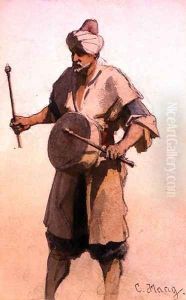 Drum Beater in the Marriage Procession Cairo by Carl Haag