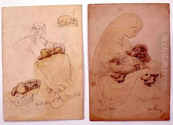 Two studies of a mother and child - view 1