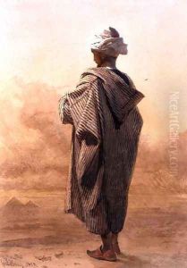 Cairo an Arab at Dusk before the Pyramids by Carl Haag