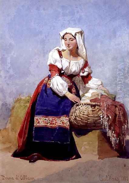 Donna dAlbano portrait of an Italian country girl seated with a basket of washing - view 1