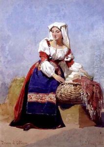 Donna dAlbano portrait of an Italian country girl seated with a basket of washing