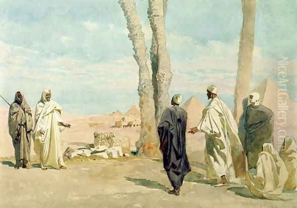 Bedouin from the Sahara Desert making Enquiries at Giza - view 1