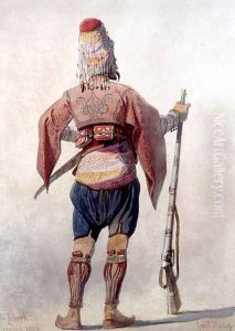 A Zebeck a Turkish warrior standing holding a gun by Carl Haag