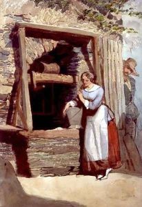 Study of a Lady by a Well with her Admirer Looking On by Carl Haag