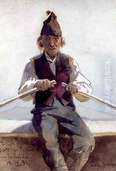 Joseph Zwenger in a Rowing Boat Bavarian Highlands - view 1