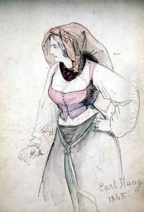 Study of a lady wearing an Italian costume by Carl Haag