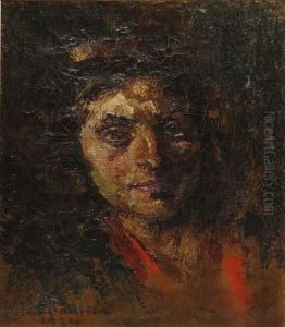 Doamna Cu Sal Rosu by Octav Bancila