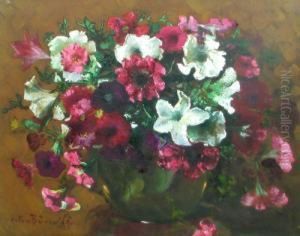 Vase With White And Red Flowers by Octav Bancila