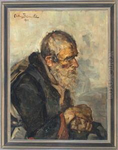 Portrait Eines Bartigen Herrn Im Profil Nach Rechts - view 1