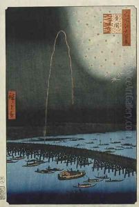 Fireworks at Ryogoku from the series One Hundred Famous Views of Edo 3