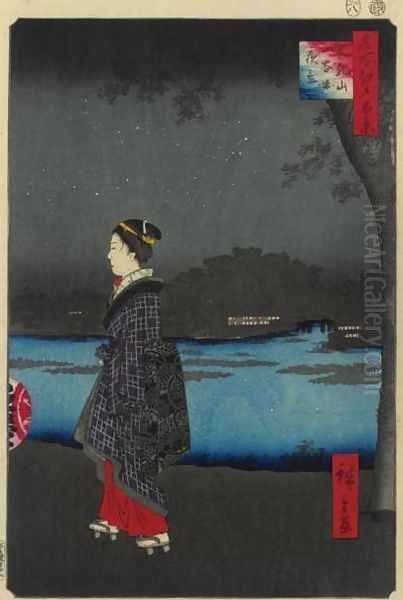 Night View of the Sanya Canal and Matsuchi Hill (Matsuchiyama sanya-bori yakei) - view 1