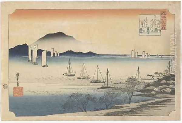 Sailboats Returning to Yabase Edo period - view 1