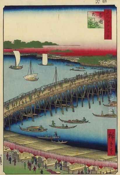 Ryogoku Bridge and the Great Riverbank (Ryogokubashi Okawabata) - view 1