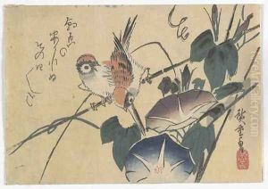 Sparrows and Morning Glories Edo period