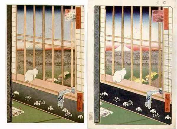 Asakusa Rice Fields during the Festival of the Cock from the series 100 Views of Edo 2 - view 1