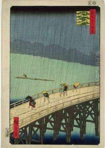 Sudden Shower over Shin Ohashi Bridge at Atake from One Hundred Views of Edo