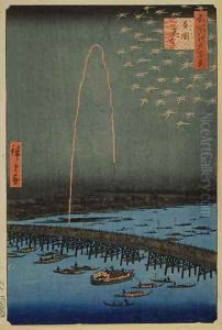 Fireworks at Ryogoku from the series One Hundred Famous Views of Edo 2