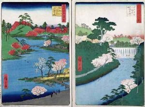 Along the riverbank two views from 60 Odd Famous Views of the Provinces