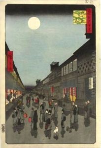 Night View of Sarawaka machi by Utagawa or Ando Hiroshige