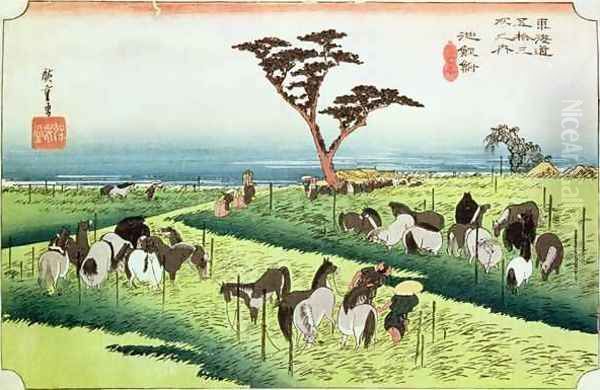 Horse Fair Ciryu from the series 53 Stations of the Tokaido Road - view 1