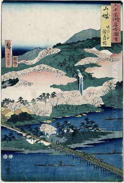 Togetsu Bridge and Mount Arashiyama Yamashiro Province from Famous Places of the Sixty Provinces - view 1