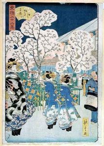 Cherry Blossom at Asakura by Utagawa or Ando Hiroshige
