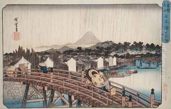 Evening Shower at Nihonbashi Bridge from Celebrated Places of the Eastern Capital - view 1