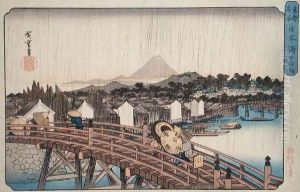 Evening Shower at Nihonbashi Bridge from Celebrated Places of the Eastern Capital by Utagawa or Ando Hiroshige