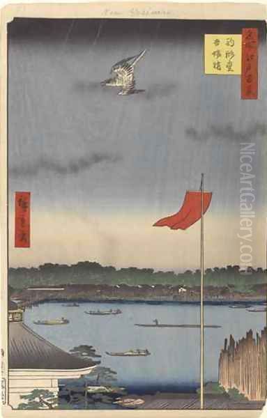 Komokata Hall and Azuma Bridge No62 from One Hundred Famous Views of Edo - view 1
