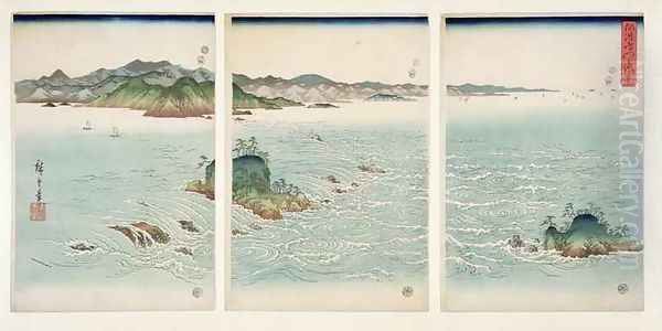 The Rapids of Naruto in Awa Province from the series Snow Moon and Flowers - view 1
