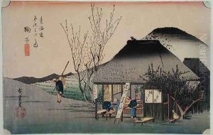 The Teahouse at Mariko from 53 Stations on the Eastern Coast Road by Utagawa or Ando Hiroshige