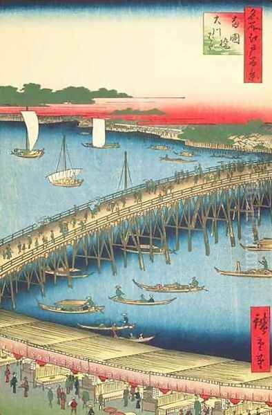 Ryogoku Bridge and the Great Riverbank no 59 from One Hundred famous Views of Edo - view 1