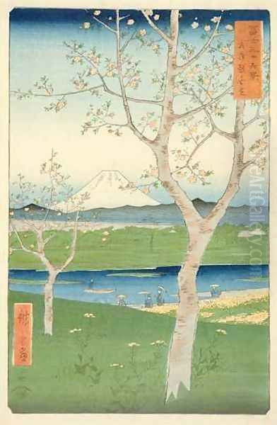 Fuji from Koshigaya Mushashi No 14 from the series 36 Views of Mt Fuji Fuji Saryu Rokkei - view 1