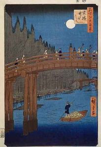 Kyoto bridge by moonlight from the series 100 Views of Edo