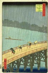 Sudden Shower at Ohashi Bridge at Ataka Ohashi atake no yudachi from the series 100 Views of Edo by Utagawa or Ando Hiroshige