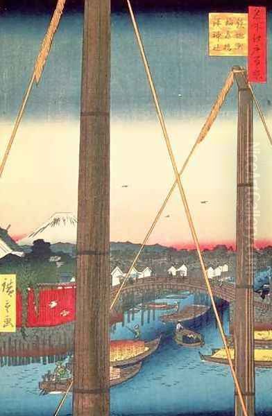 Inari Bridge and Minato Shrine Teppozu plate 77 from the series One Hundred Famous Views of Edo Edo Period Ansei Era - view 1