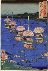 Decorated Boats at the Sanno Festival at Tsushima Owari Province from Famous Places of the Sixty Provinces by Utagawa or Ando Hiroshige