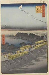 Nihon Embankment Yoshiwara No 100 from One Hundred Famous Views of Edo by Utagawa or Ando Hiroshige