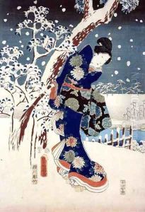 Snow Scene in the Garden of a Daimyo part of Triptych Snow Scene in the Garden of a Daimyo part of Triptych