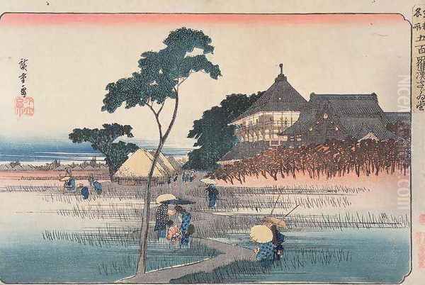 The Spiral Hall of the Temple of the Five Hundred Arhats from the series Famous Places in Edo - view 1