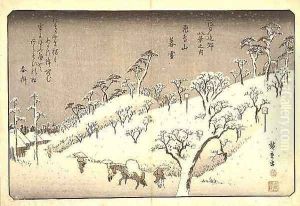 Riches Bequest 1913 Evening Snow at Asuka Hill Asukayama by Utagawa or Ando Hiroshige
