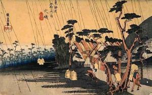 Sudden Shower Oiso from the series Fifty three Stations of the Tokaido Highway by Utagawa or Ando Hiroshige