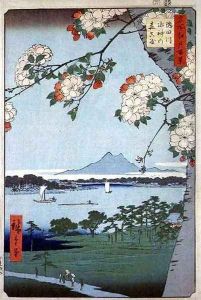Suigin Grove and Masaki on the Sumida River from One Hundred Famous Views of Edo Tokyo by Utagawa or Ando Hiroshige