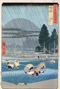 Rice Planting in Hoki Province with a Distant View of O Yama by Utagawa or Ando Hiroshige