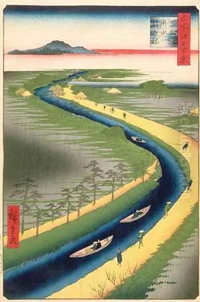 Towboats Along the Yotsugi dori Canal plate 33 from the series One Hundred Famous Views of Edo Edo Period Ansei Era - view 1