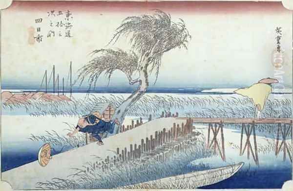 The Hurricane Yokkaichi no44 from the series 53 Stations of the Tokaido Road - view 1