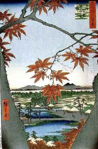 Maples at Mama from the series 100 Views of Famous Places in Edo by Utagawa or Ando Hiroshige