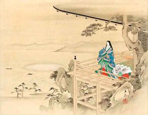 Murasaki Shikibu at Ishiyama temple by Utagawa or Ando Hiroshige