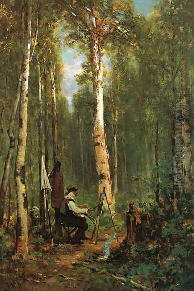 Artist at His Easel in the Woods - view 1